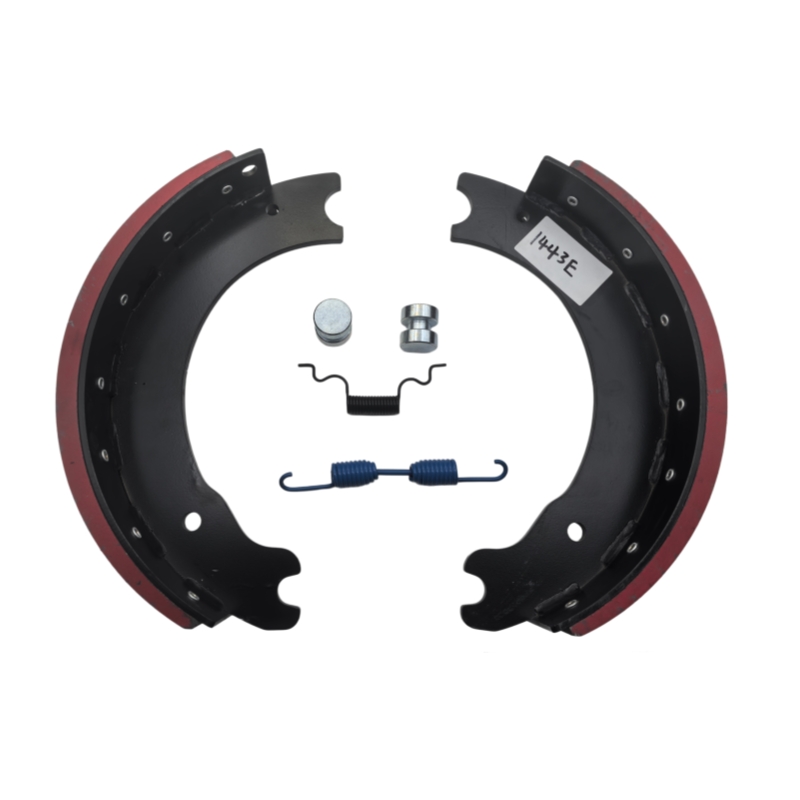 North American Heavy-Duty 1443E Brake Shoe Kit for Eaton-Style Foundation Drum Brakes with Single-Anchor Pin Hardware Overhaul Set